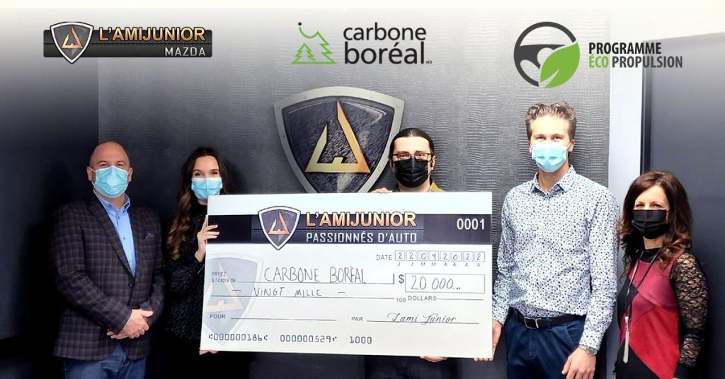 don de carbone boréal au groupe l'ami junior avec gros chèque